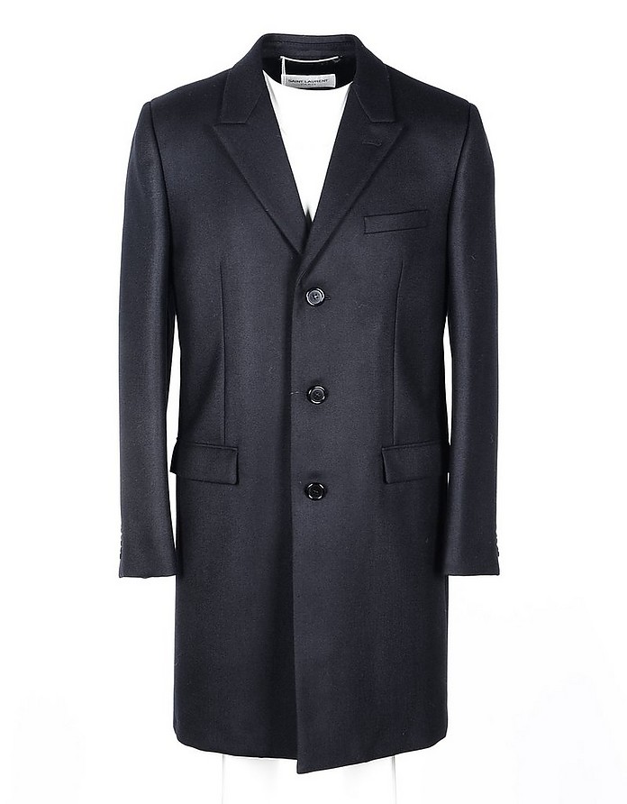 Black Wool & Cashmere Blend Men's Coat - Saint Laurent