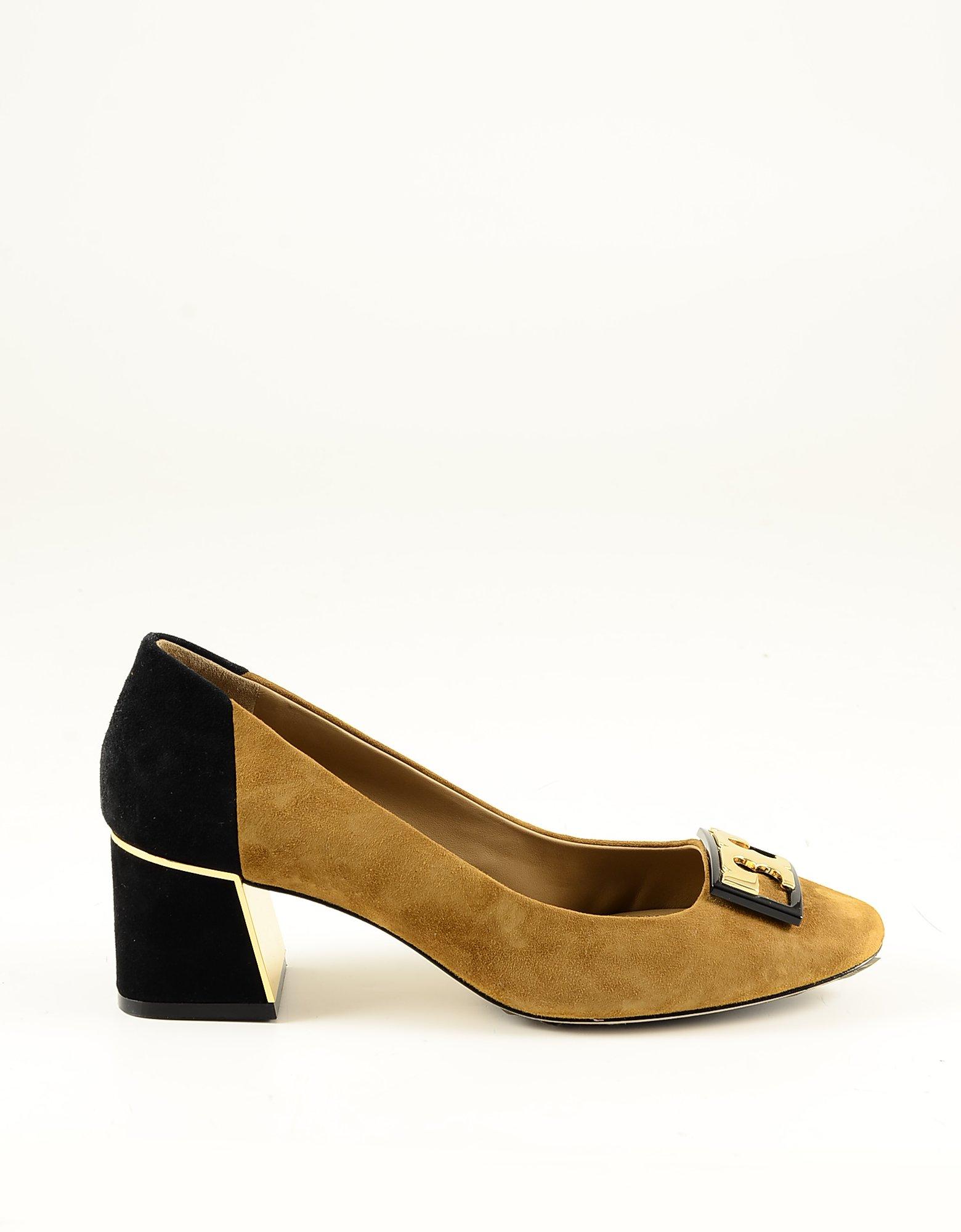 Tory Burch Camel and Black Suede Pumps Shoes 38 IT/EU at FORZIERI