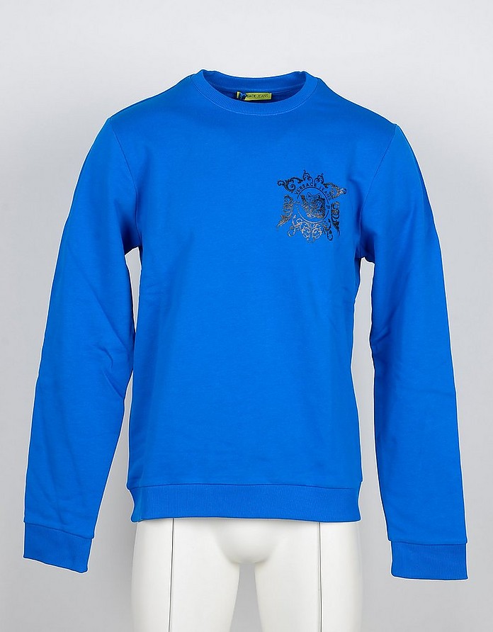 Light Blue Cotton Signature Men's Sweatshirt - Versace Jeans