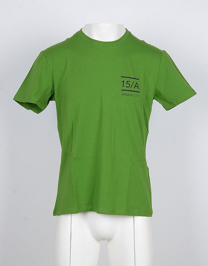 Green Cotton Signature Men's T-shirt - Versace Jeans / FT[`W[Y