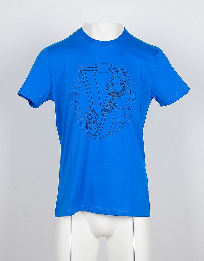 Blue Cotton Men's T-shirt - Versace Jeans