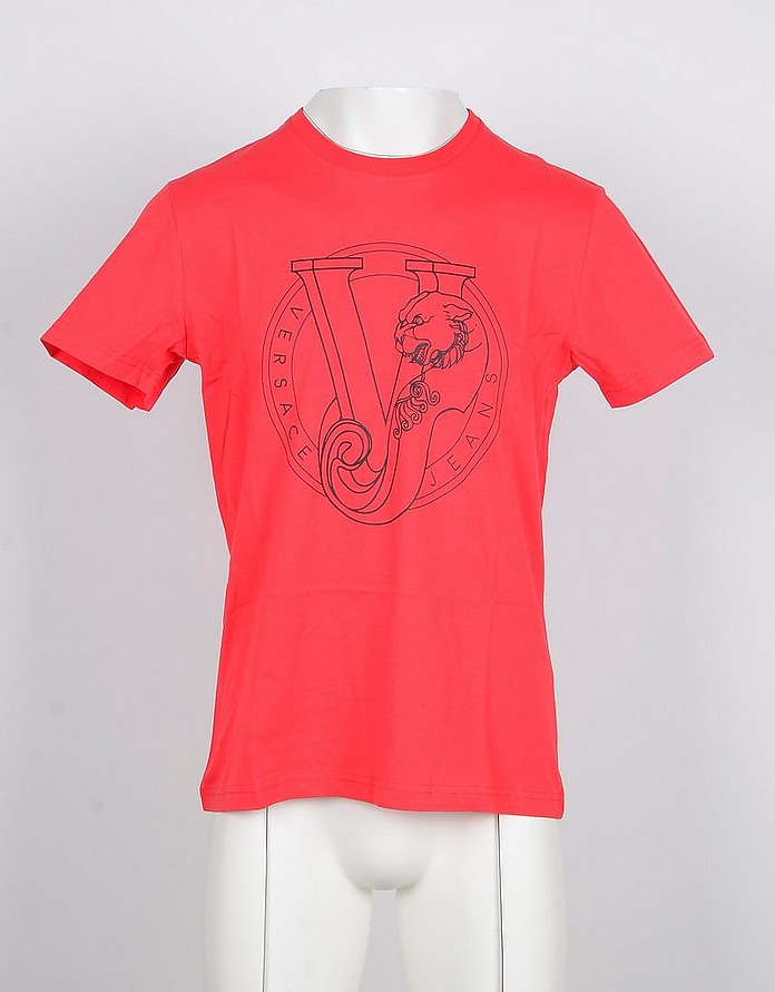 Red Cotton Men's T-shirt - Versace Jeans