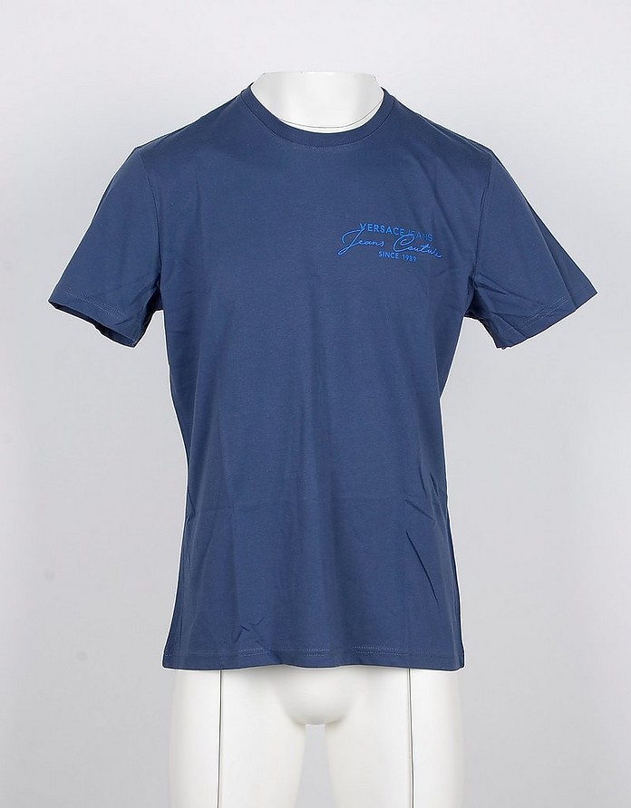Blue Cotton Men's T-Shirt - Versace Jeans