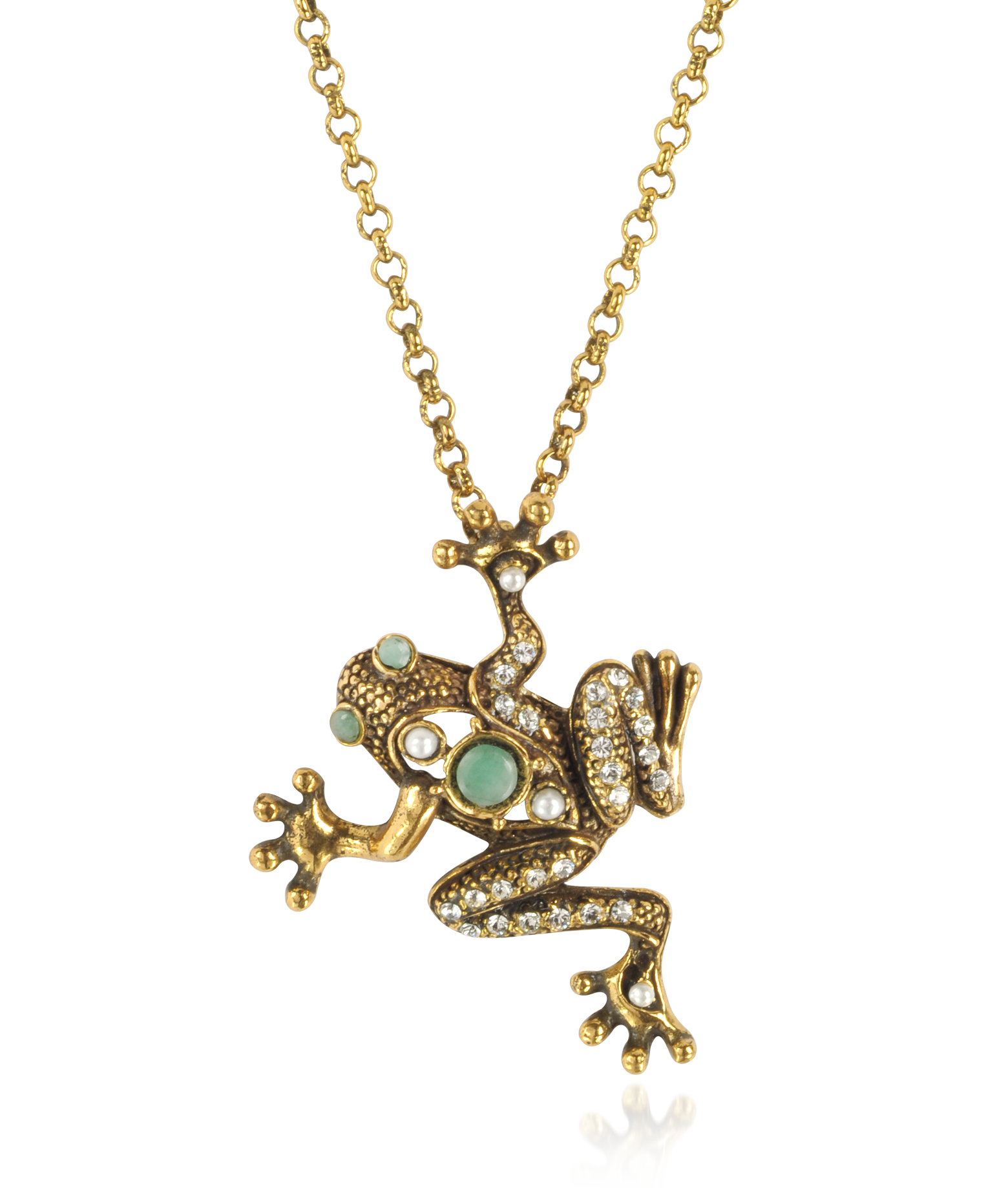 Alcozer & J Necklaces Brass Frog Necklace In Doré