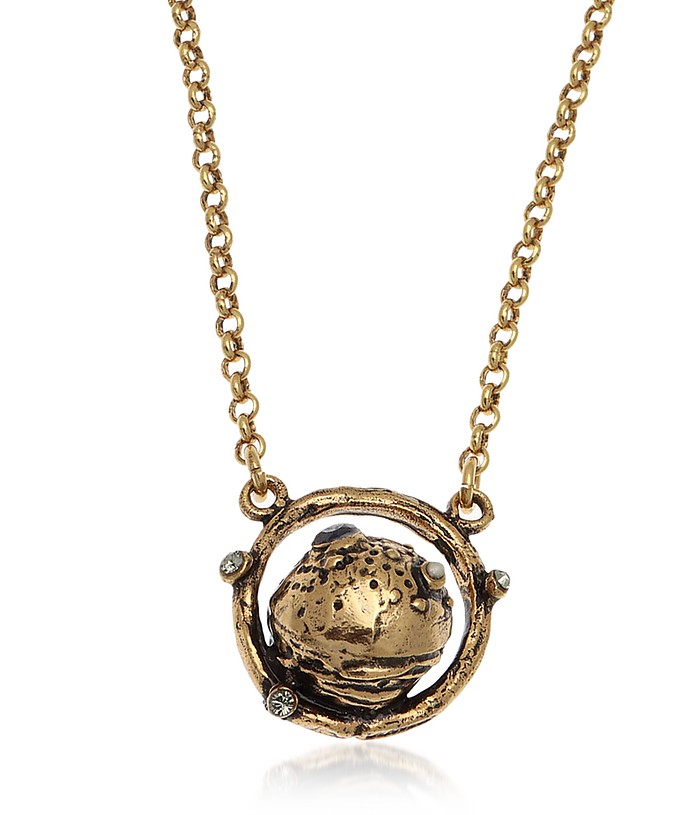 Golden Brass Saturn Necklace - Alcozer & J