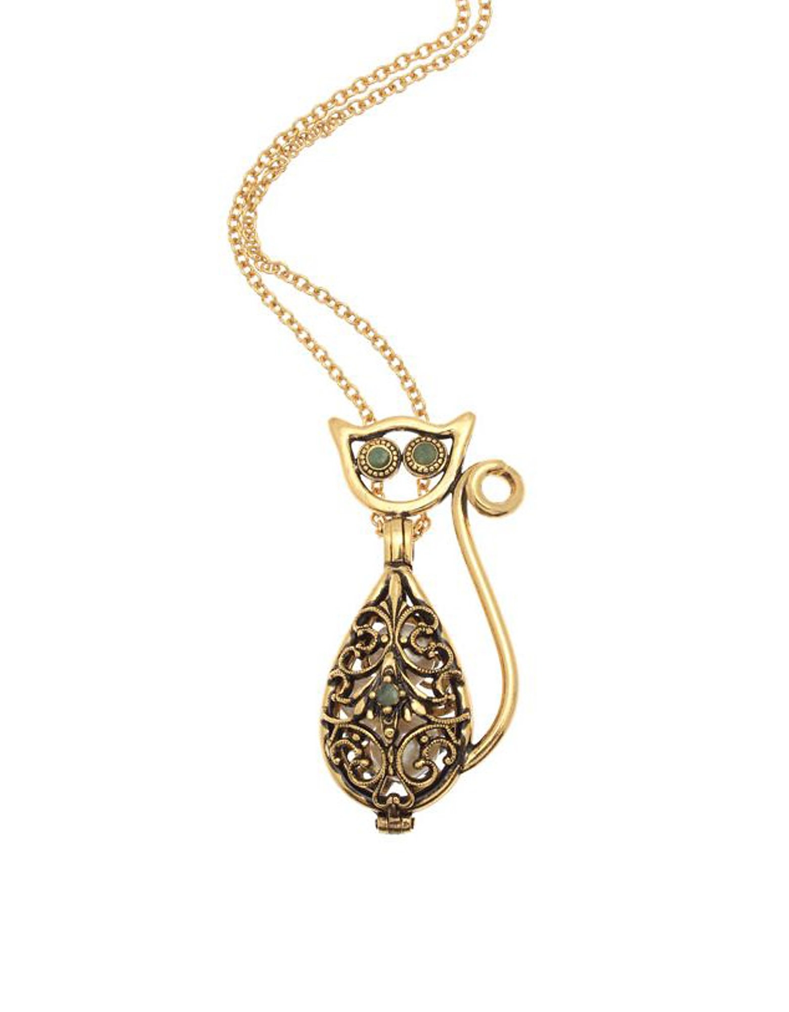 Alcozer & J Colliers Golden Cat Necklace In Doré