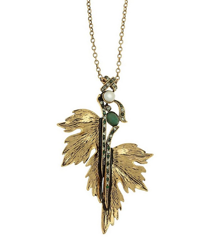 Leaf Golden Brass Necklace - Alcozer & J
