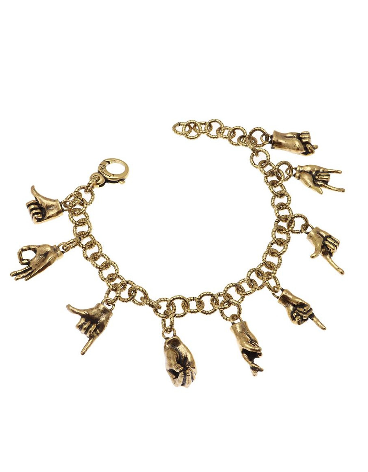 Alcozer & J Bracelets Emoticons Hand Brass Bracelet In Doré