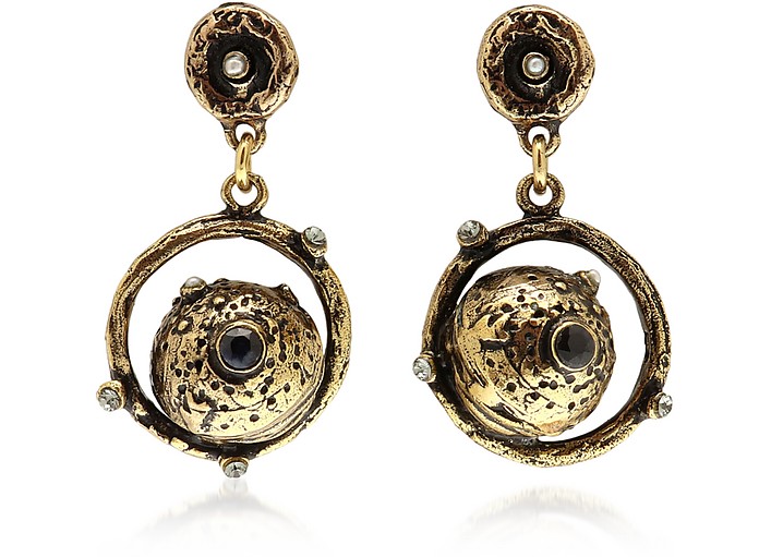 Golden Brass Mars Earrings - Alcozer & J