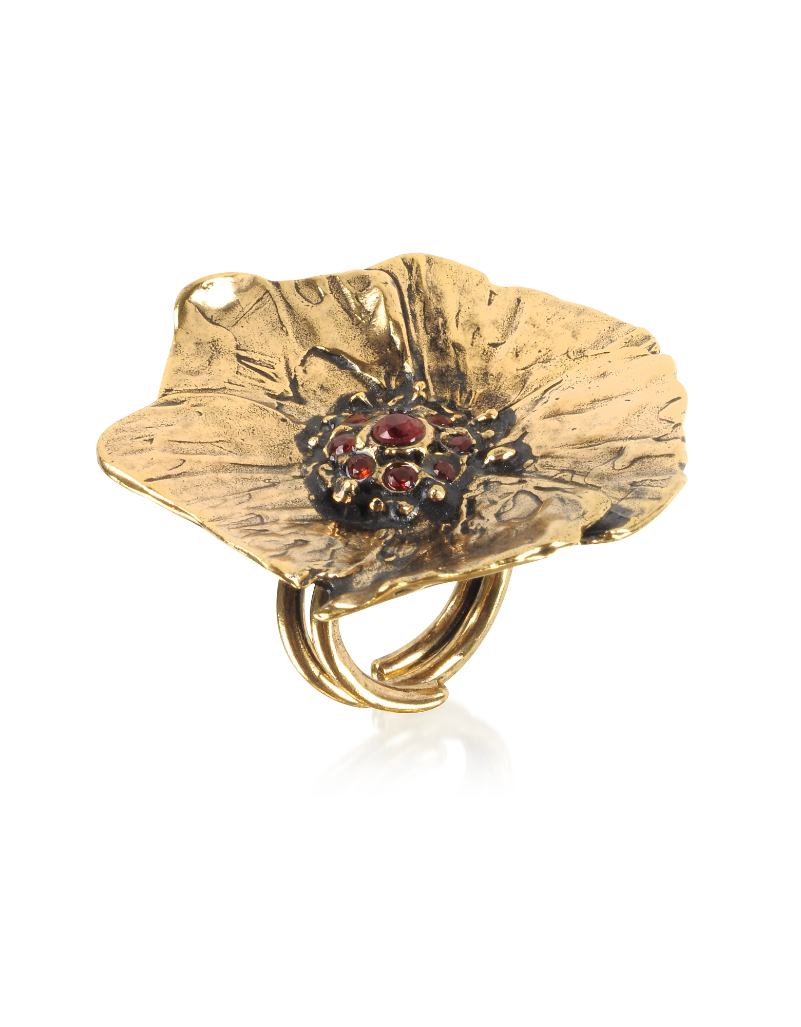Alcozer & J Bagues Goldtone Brass Poppy Ring In Doré