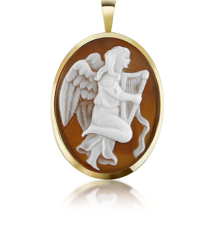 Angel with Lyre Sardonyx Cameo Pendant/Pin - Del Gatto