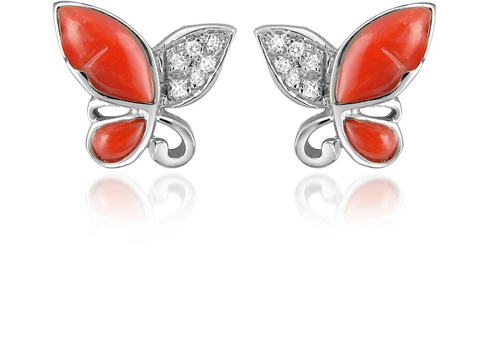 Diamond Gemstone Butterfly 18K Gold Earrings - Del Gatto
