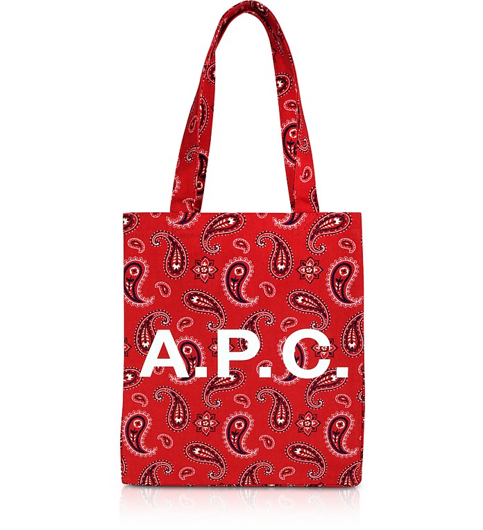 Lou Shopping Bag in Canvas Stampa Cashmere e Logo - A.P.C.
