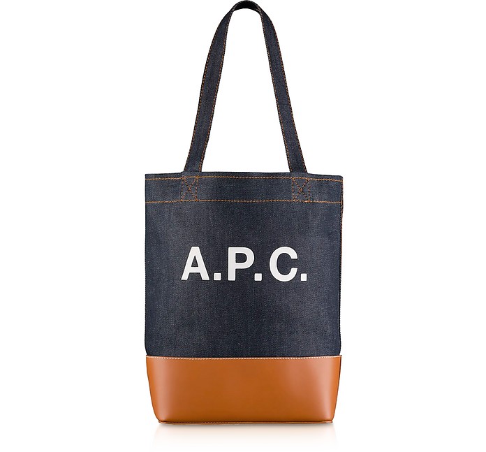 Axelle Small Shopping Bag in Denim Blu e Pelle - A.P.C.