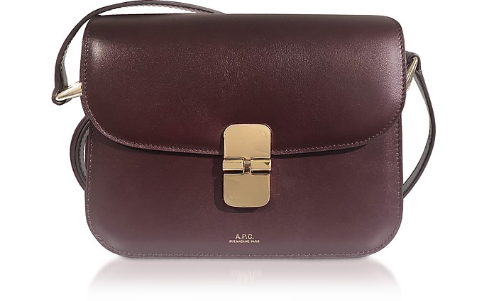 A.P.C. Wine Red Small Leather Grace Shoulder Bag at FORZIERI