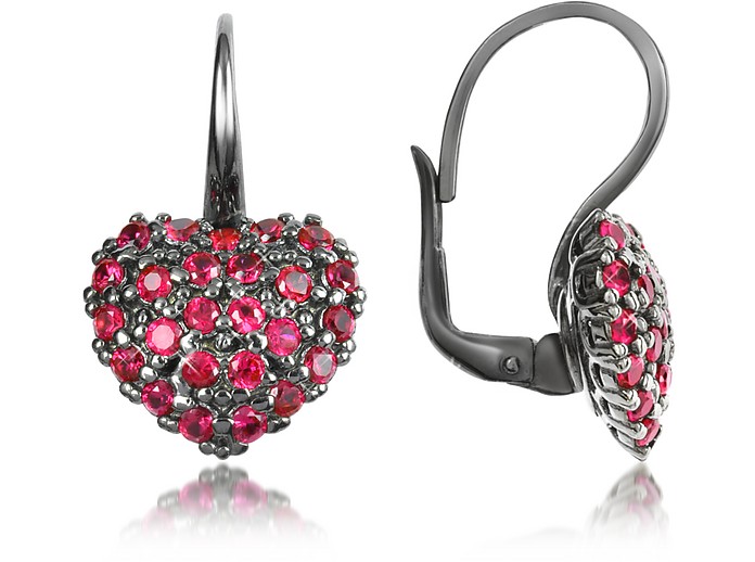 Sterling Silver and Cubic Zirconia Heart Earrings - Azhar