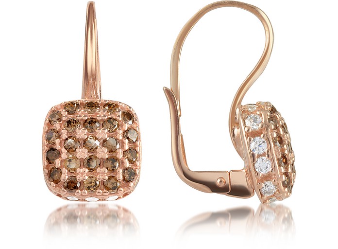 Cubic zirconia and Sterling Silver Square Earrings - Azhar