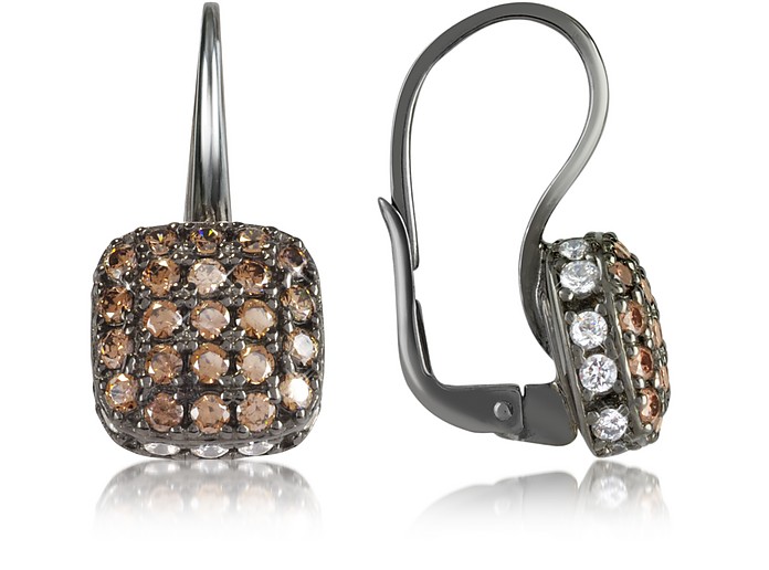 Cubic zirconia and Sterling Silver Square Earrings - Azhar