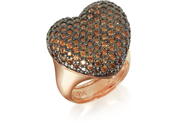Rose Sterling Silver You/Me Ring w/Champagne Cubic Zirconia - Azhar