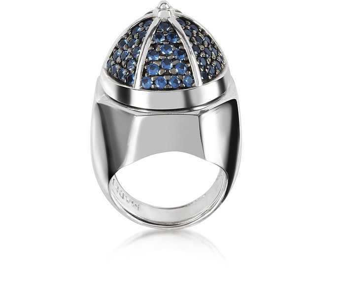 Ring aus beschichtetem Sterlingsilber mit blauen Zirkoniasteinen - Azhar