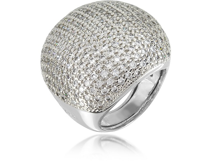 Large Cubic Zirconia Sterling Silver Cocktail Ring - Azhar
