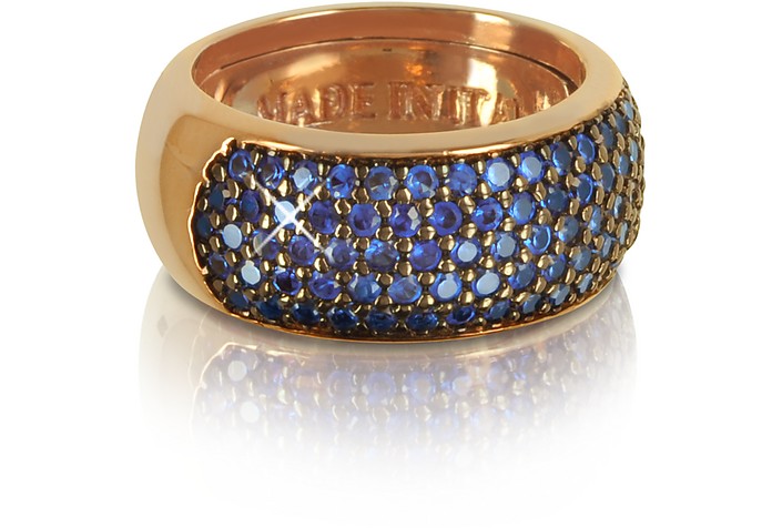Blue Cubic Zirconia Silver Vermeil Ring - Azhar