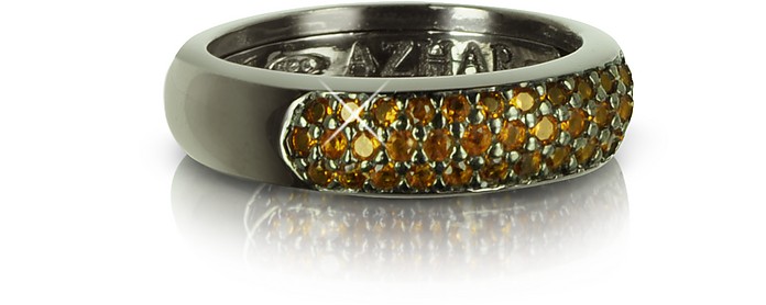 Yellow Cubic Zirconia and Sterling Silver Ring - Azhar