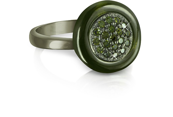 Ring aus Sterlingsilber in olivegrün mit Edelsteinen - Azhar