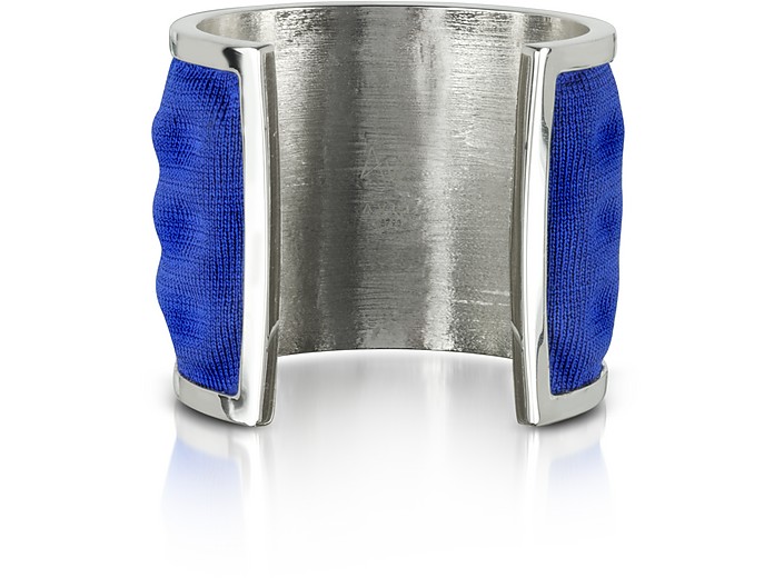 Palladium Armband aus Brass und Viskose in blau - Avril 8790