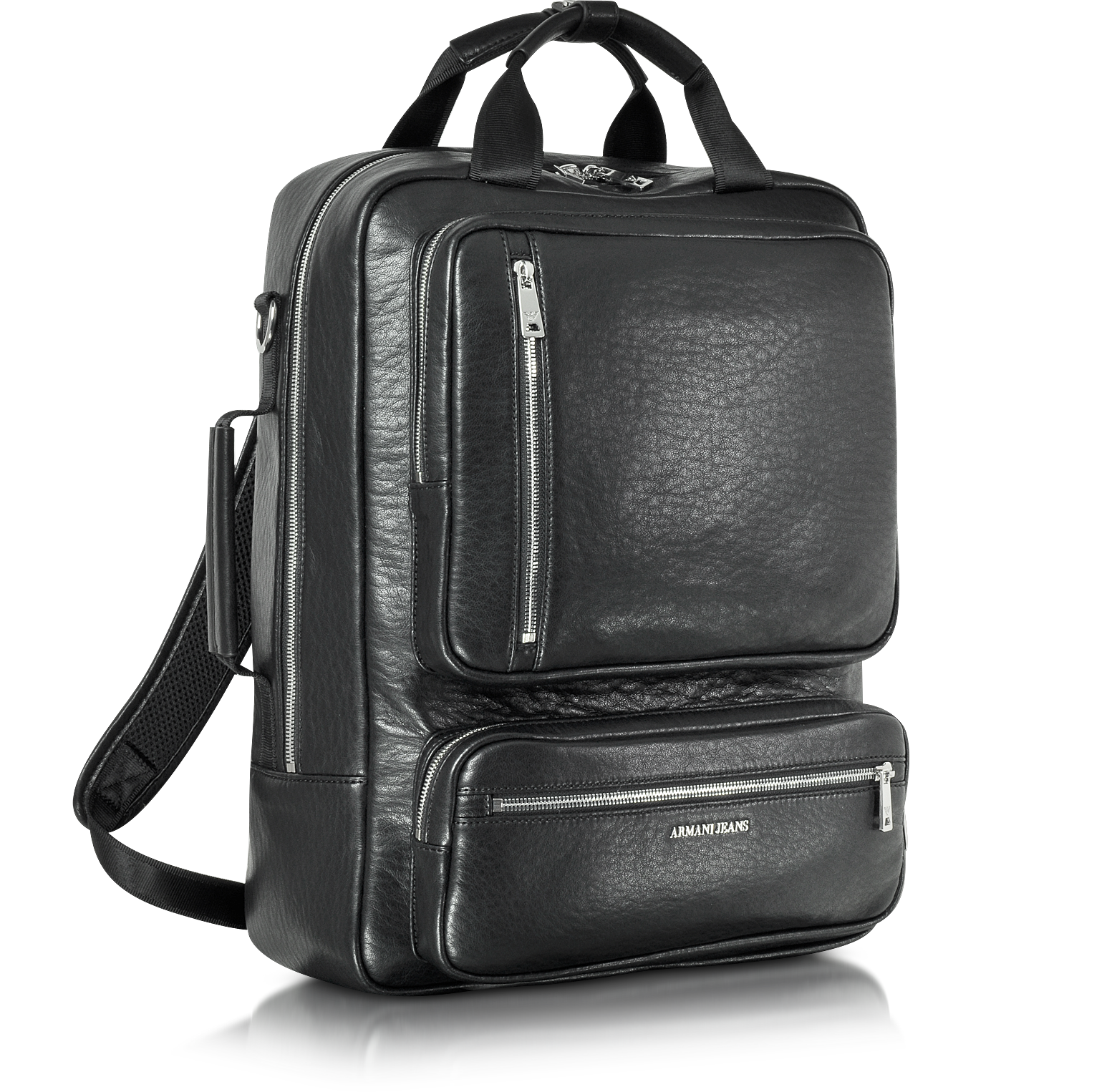 Armani Jeans Black Eco Leather Backpack 