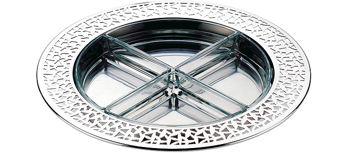 Cactus! Stainless Steel and Glass Round Tray - Alessi