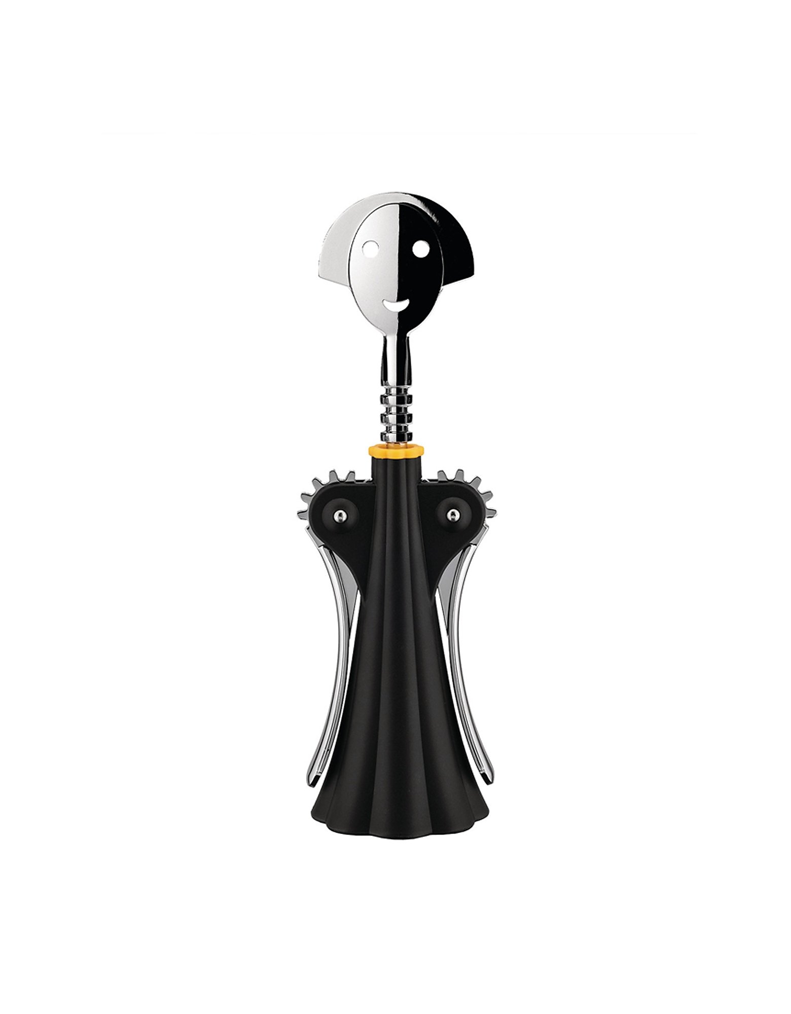 ALESSI DESIGNER KITCHEN & DINING CORKSCREW IN THERMOPLASTIC RESIN, BLACK AND CHROME-PLATED ZAMAK