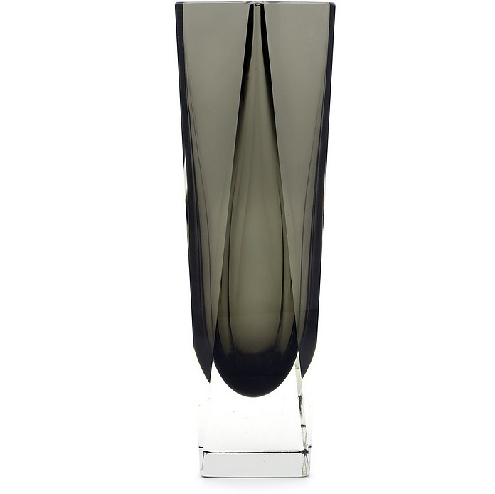 Medium Tulip Grey Murano Glass Vase - Alessandro Mandruzzato
