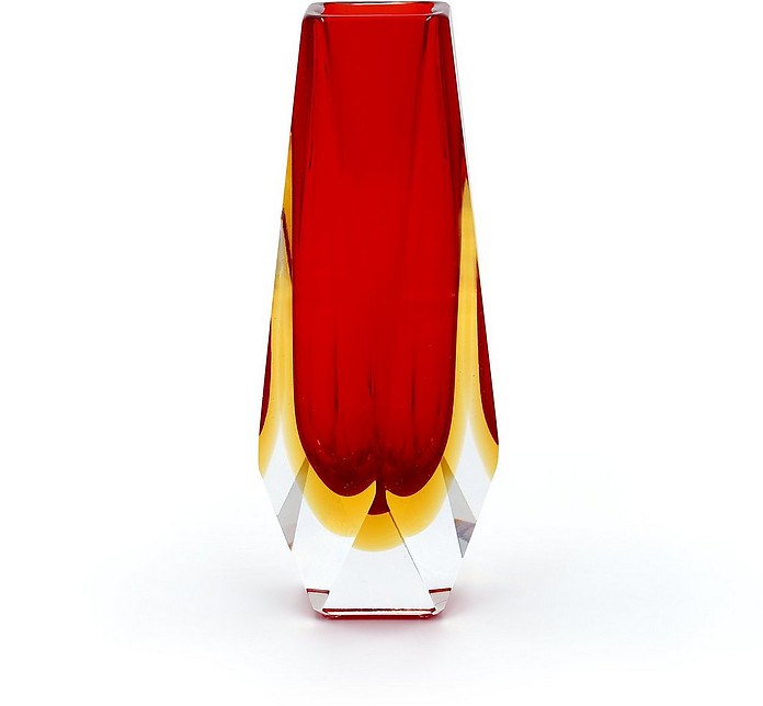 Alessandro Mandruzzato Medium Goccia Red/Amber Murano Glass Vase at FORZIERI