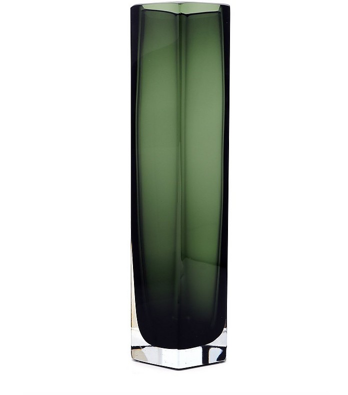 XL Esagonale Green Titanium Murano Glass Vase - Alessandro Mandruzzato