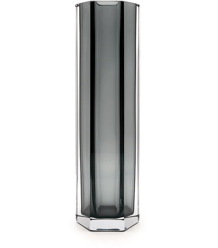 XL Esagonale Grey Murano Glass Vase - Alessandro Mandruzzato