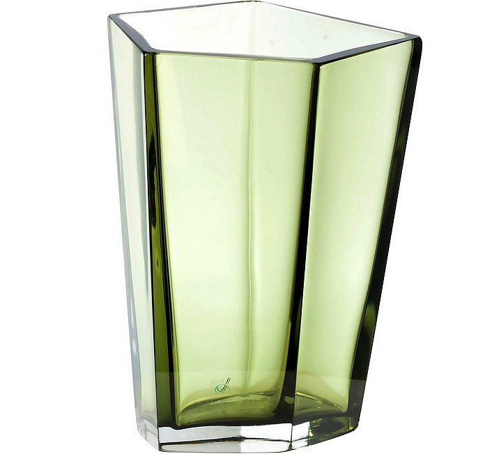 Large Penta Green Murano Glass Vase - Alessandro Mandruzzato