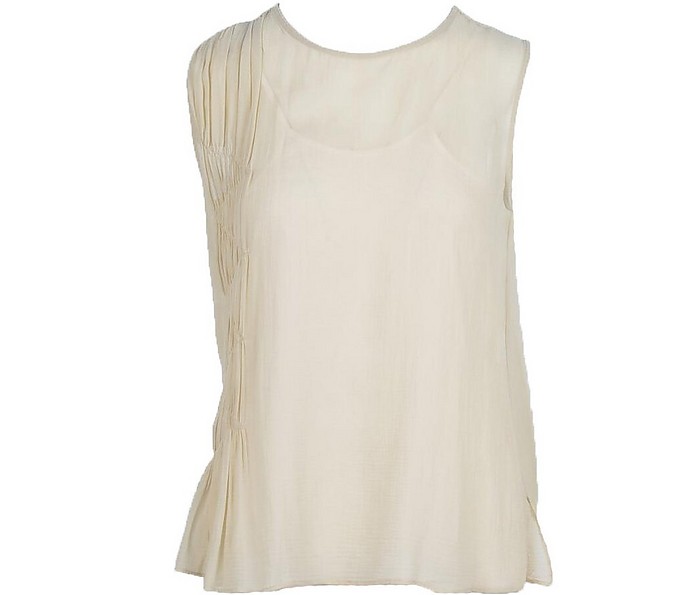 Alysi Ivory Cotton and Silk Women's Top 40 at FORZIERI