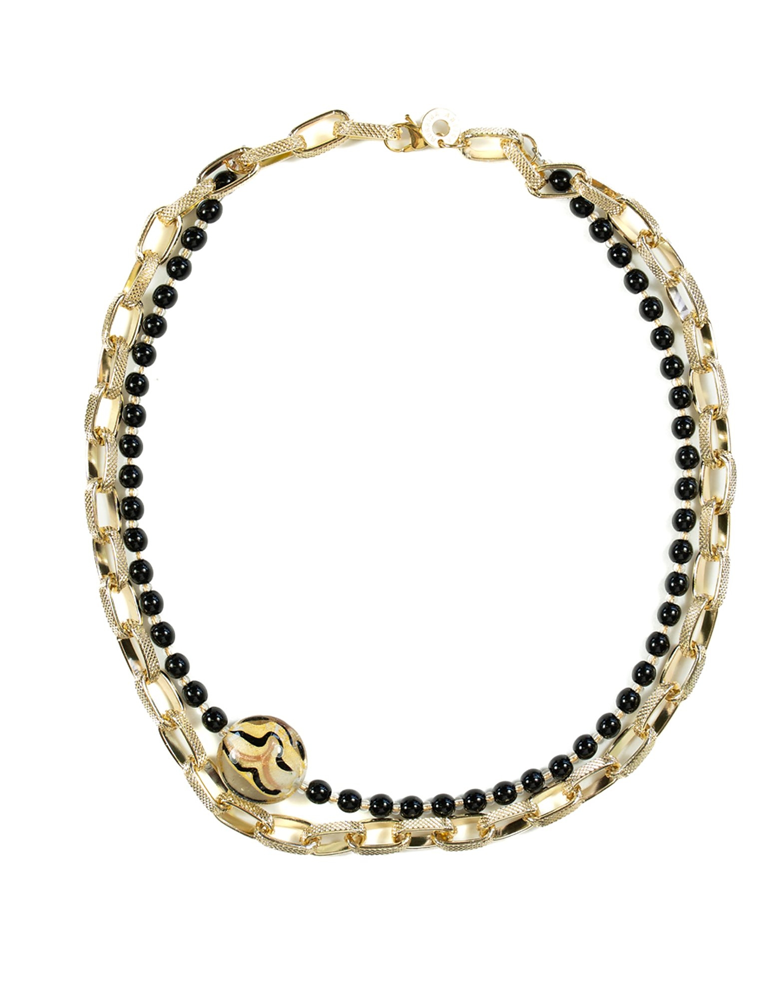 Antica Murrina Designer Necklaces Passion G- Black/gold Double Short Necklace