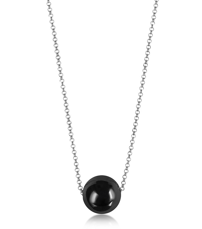 Perleadi Black Murano Glass Bead Chain Necklace - Antica Murrina