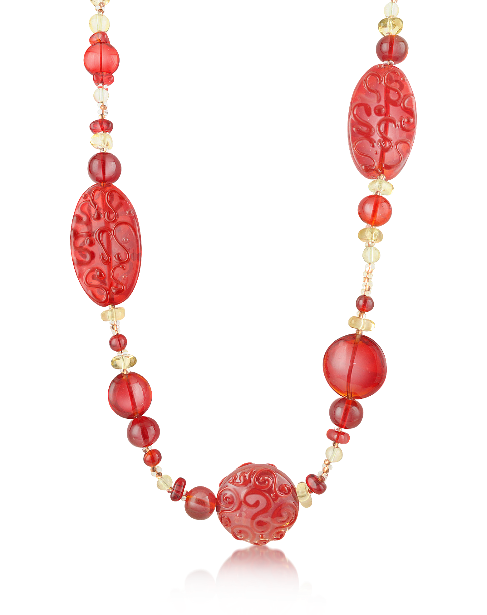 Antica Murrina Red Caprice - Murano Glass Long Necklace at FORZIERI