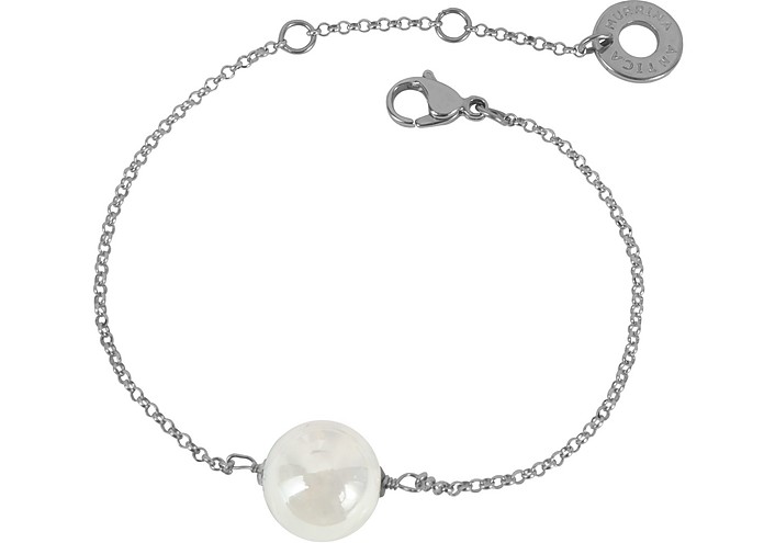 Perleadi White Murano Glass Bead Chain Bracelet - Antica Murrina