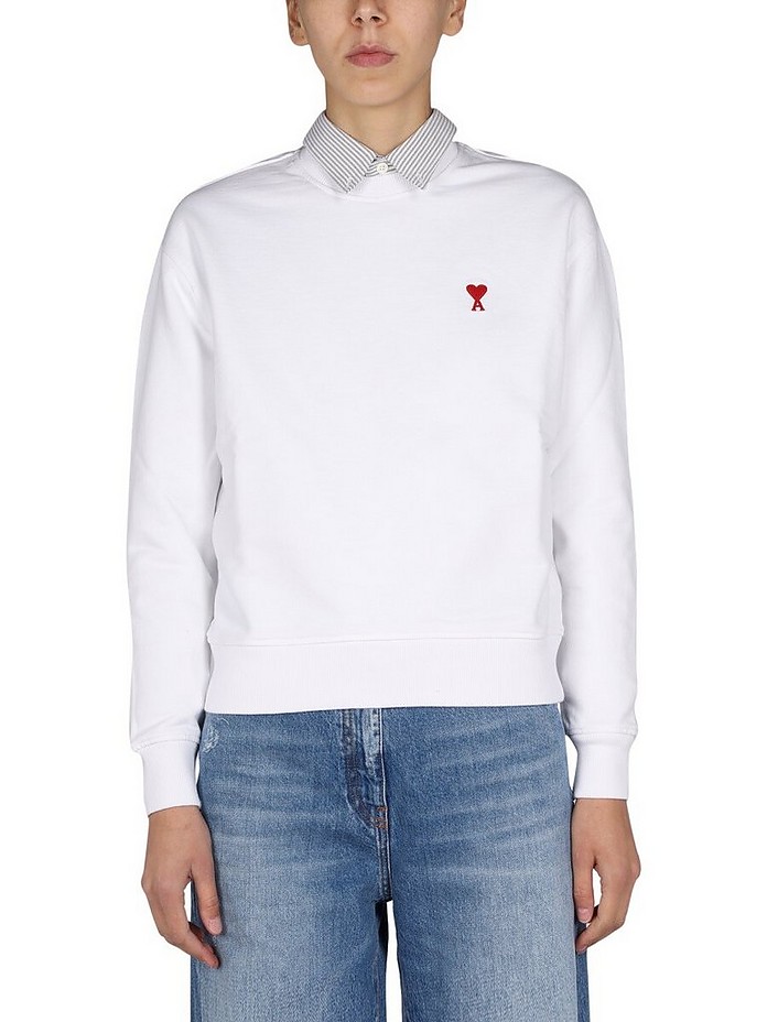 Sweatshirt With "Coeur" Logo Embroidery - Ami Paris