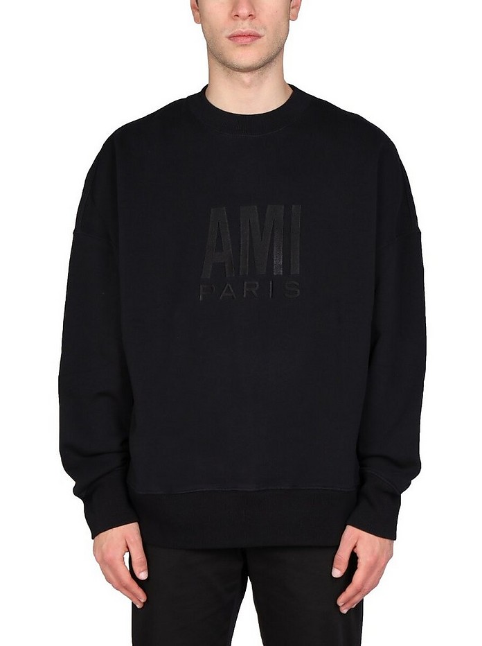 Sweatshirt With Logo Embroidery - Ami Paris