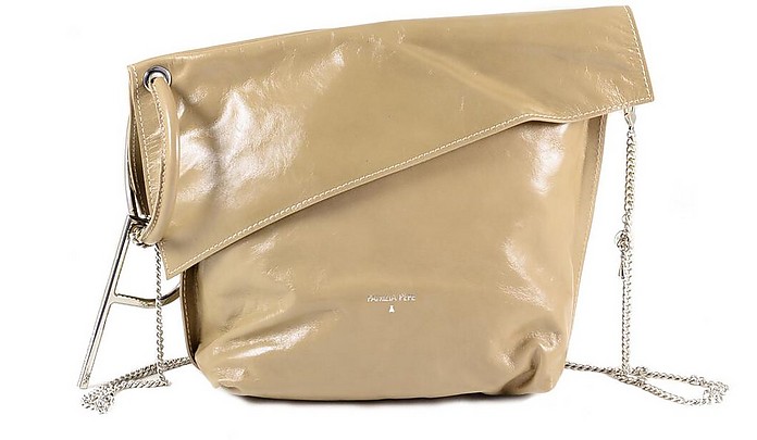 Beige Shiny Leather Shoulder Bag - Patrizia Pepe
