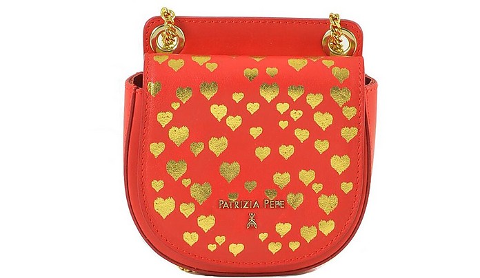 Red and Gold Heart Allover Print Shoulder Bag - Patrizia Pepe