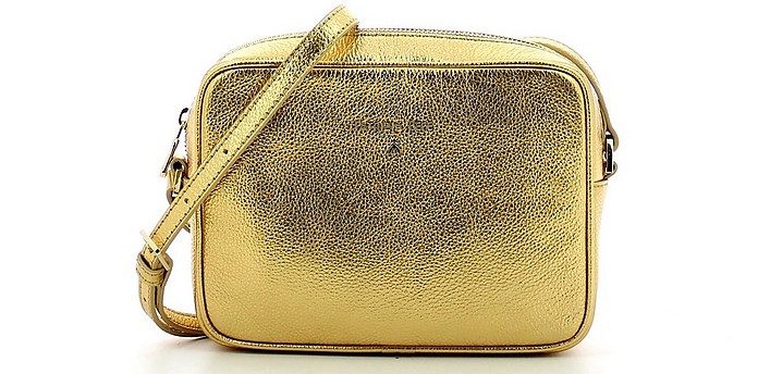 Gold Wrinkled Leather Camera Bag - Patrizia Pepe