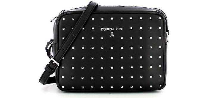 Micro Studded Black Leather Camera Bag - Patrizia Pepe