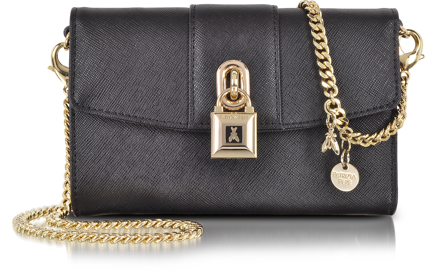 Patrizia Pepe Mini Clutch Bag in Leather with Shoulder Strap at FORZIERI