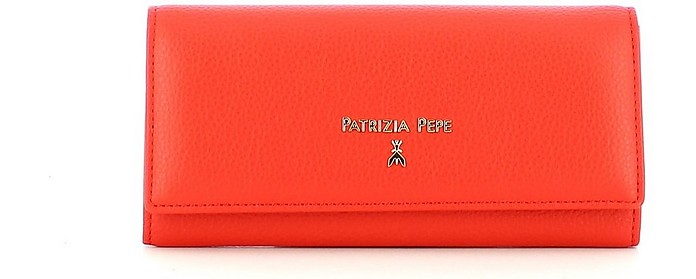 Mandarin Leather Flap Wallet - Patrizia Pepe